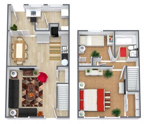 2 Bedroom 1 Bath Townhouse